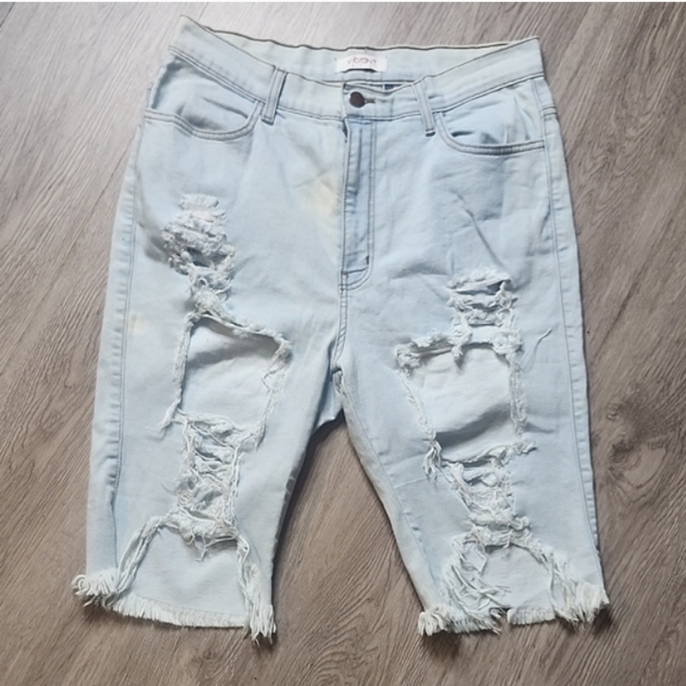 Vibrant Light Wash Denim Shorts by Vibrant